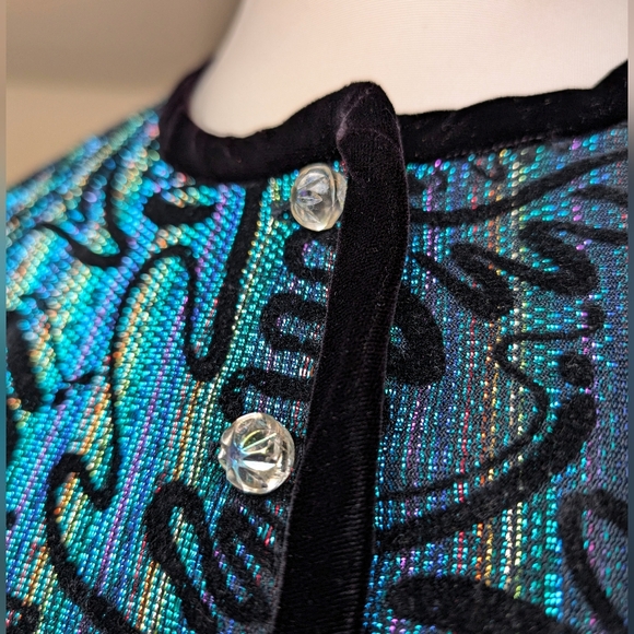 Vintage 80s metallic rainbow puff sleeve jacket - Picture 3 of 6